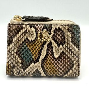 Gucci GG Marmont Exotic Multicolor Python Compact Zippy Wallet
